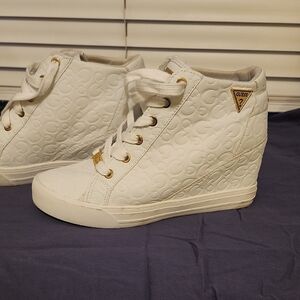 GUESS Women's White Wedge Sneakers